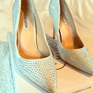 Steve Madden silver rhinestone heels